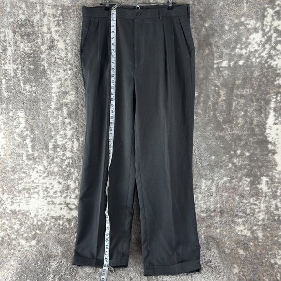 Van Heusen Mens Size 36/32 Pleated Pants Gray Casual Button Zip Pocket - Picture 2 of 11